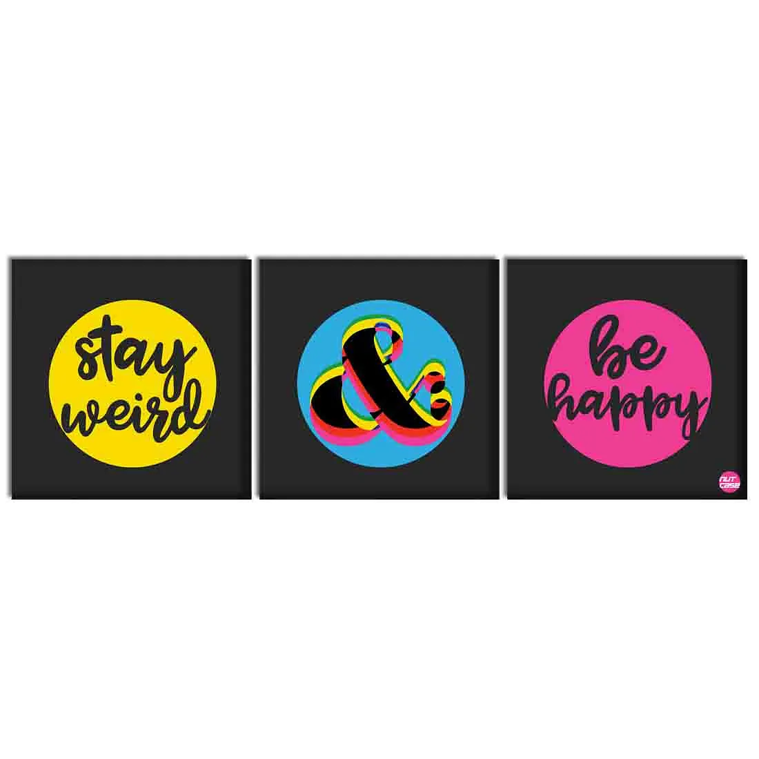 Wall Art Decor Hanging Panels Set Of 3 -Stay Weird & Be Happy