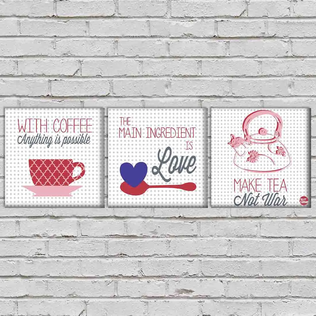 Wall Art Decor Hanging Panels Set Of 3 -With Coffee