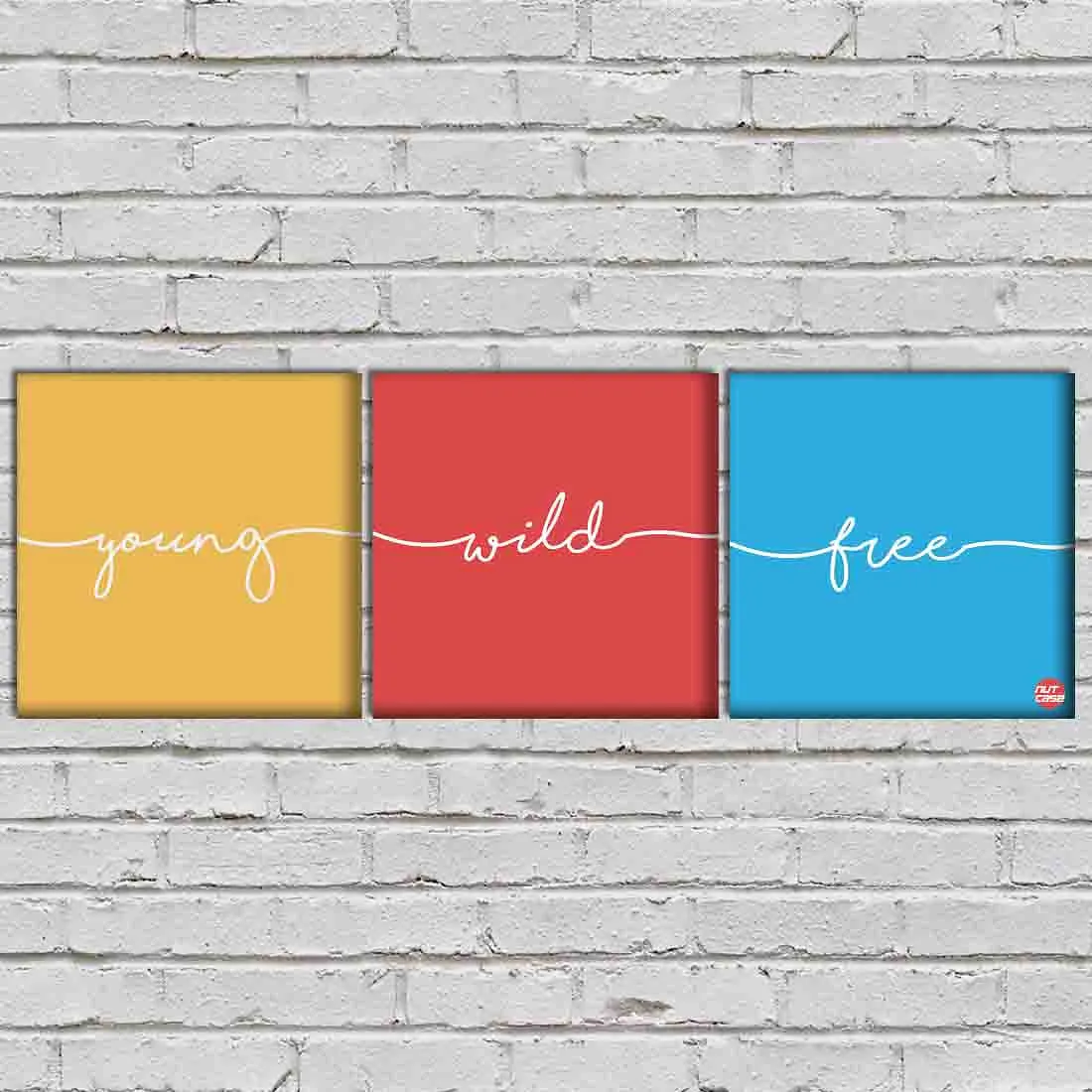 Wall Art Decor Hanging Panels Set Of 3 -Young Wild Free