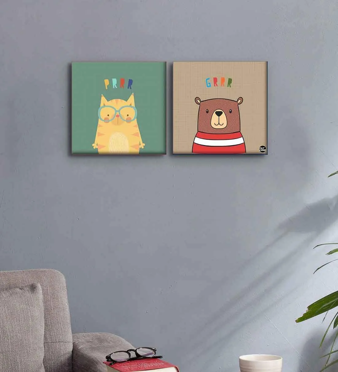 Wall Art Decor Panel For Home - Cute Cat and Beer
