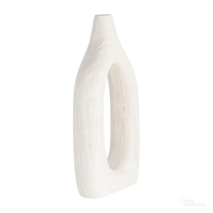 WOOD, 14"H CUT-OUT VASE, WHITE