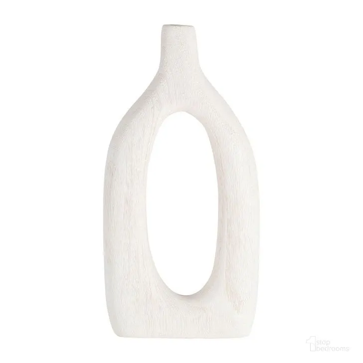 WOOD, 14"H CUT-OUT VASE, WHITE