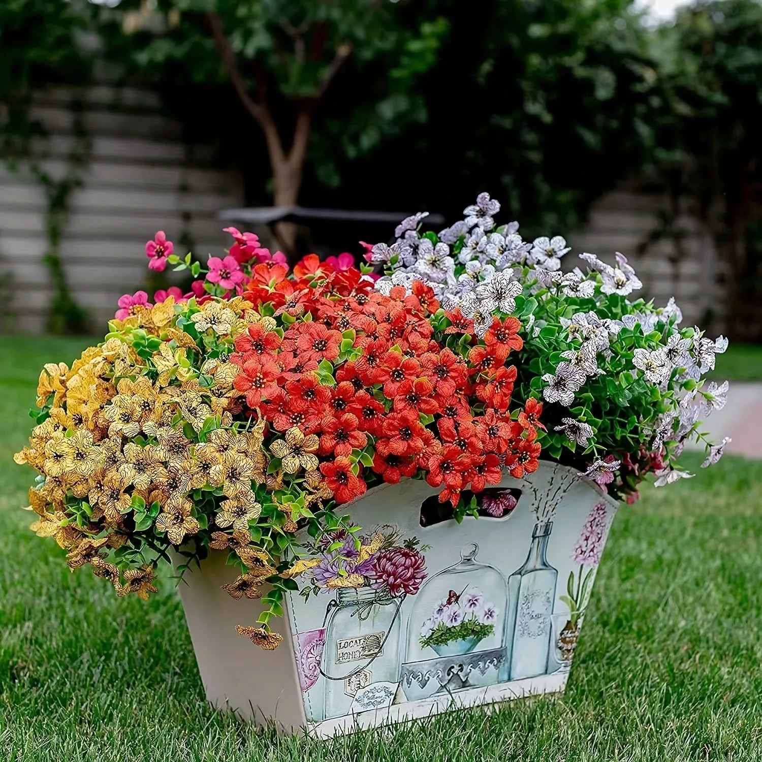 Yellow Bulk UV Resistant Artificial Flowers for Outdoor Decor